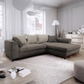 Išskleidžiama dešininė L formos kampinė sofa LAGOA su patalynės dėže, taupe/pilka