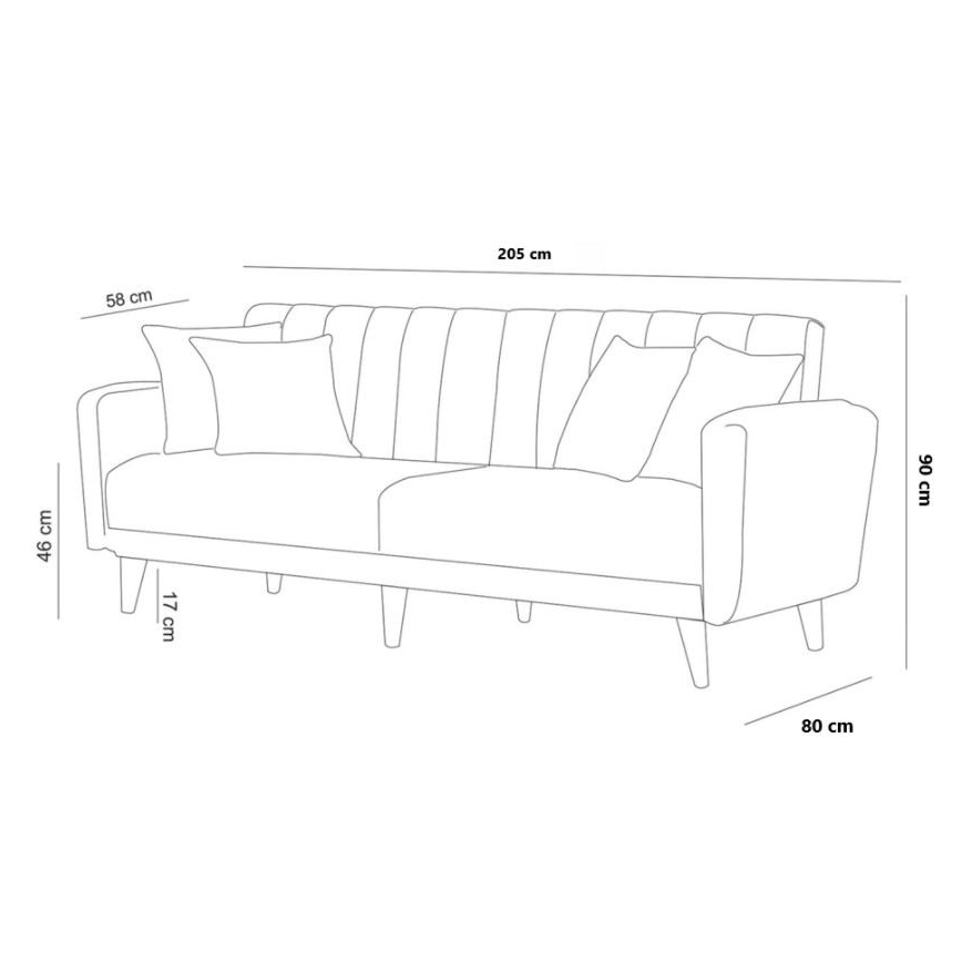 Išskleidžiama dvivietė sofa KITO, kreminė