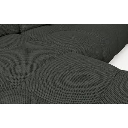 Išskleidžiama L formos kairės pusės kampinė apmušta sofa ALMADA su daiktų laikymo vieta, antracito spalvos