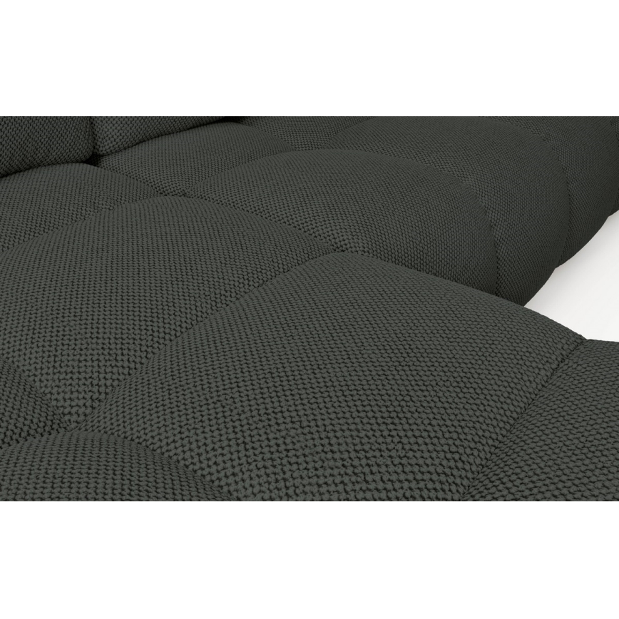 Išskleidžiama L formos kairės pusės kampinė apmušta sofa ALMADA su daiktų laikymo vieta, antracito spalvos