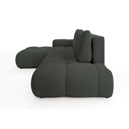 Išskleidžiama L formos kairės pusės kampinė apmušta sofa ALMADA su daiktų laikymo vieta, antracito spalvos