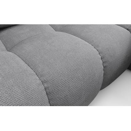 Išskleidžiama L formos kampinė minkšta sofa ALMADA, dešinės pusės, pilka, su talpia daiktadėže