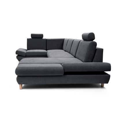 Išskleidžiama U formos kampinė apmušta sofa su daiktų laikymo vieta AVESTA antracitas