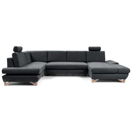Išskleidžiama U formos kampinė apmušta sofa su daiktų laikymo vieta AVESTA antracitas