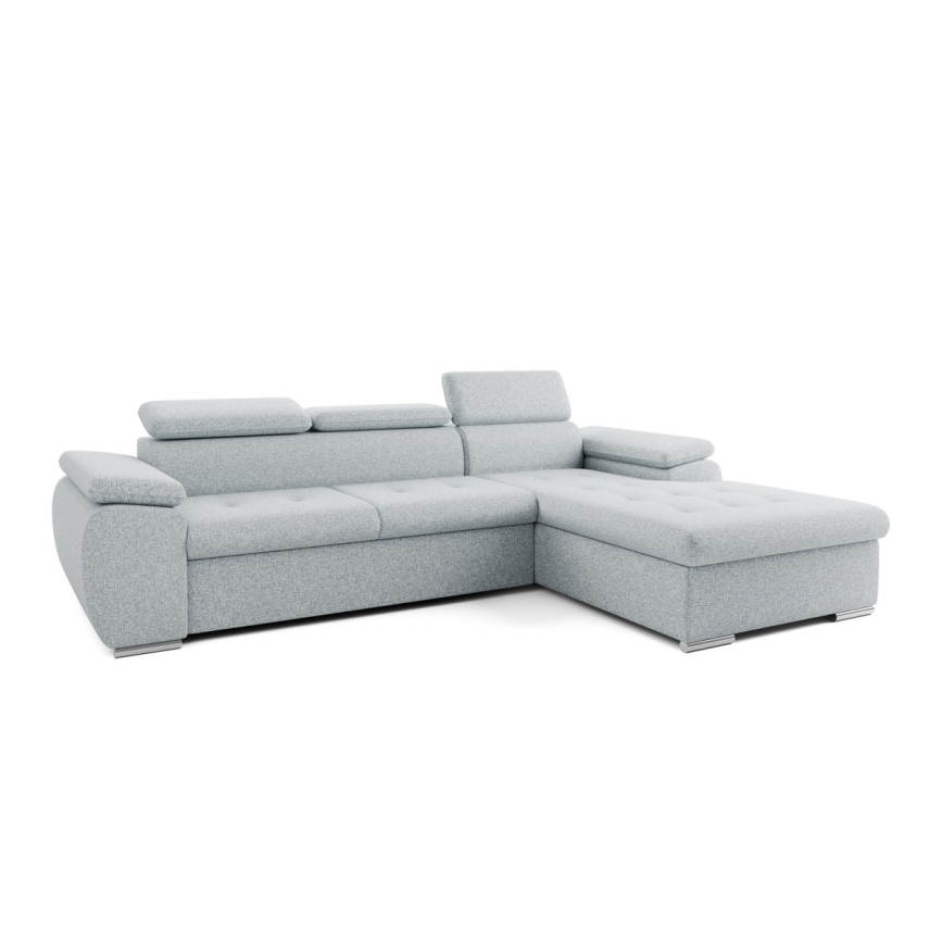 Išskleidžiama kampinė L formos sofa-lova su daiktadėže PADUA, pilka, dešinės pusės