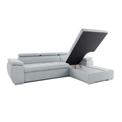 Išskleidžiama kampinė L formos sofa-lova su daiktadėže PADUA, pilka, dešinės pusės