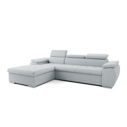 Išskleidžiama kampinė L formos sofa su patogia daiktų talpykla PADUA, pilka, kairinė