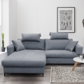 Išskleidžiama kampinė sofa HORTA, L formos, kairinė, su daiktų laikymo vieta, tamsiai pilka