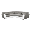 Išskleidžiama kampinė sofa-lova su daiktadėže, L formos VISEU, kairinė, pilka/balta