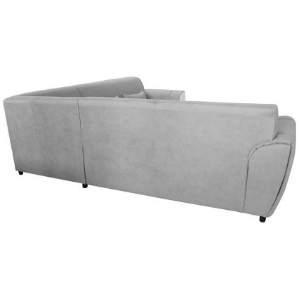 Išskleidžiama kampinė sofa-lova su daiktadėže, L formos VISEU, kairinė, pilka/balta