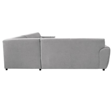 Išskleidžiama kampinė sofa-lova su daiktadėže, L formos VISEU, kairinė, pilka/balta