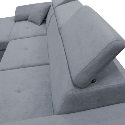 CASTELO L formos išskleidžiama kampinė sofa su daiktadėže, kairinė, tamsiai pilka