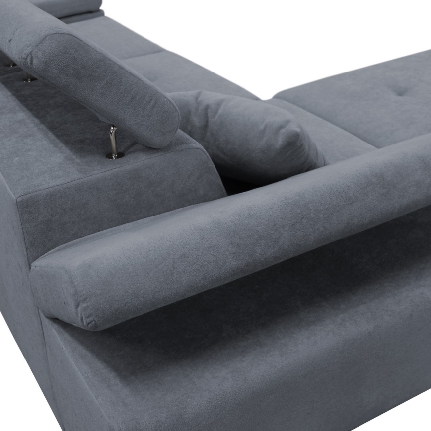 CASTELO L formos išskleidžiama kampinė sofa su daiktadėže, kairinė, tamsiai pilka