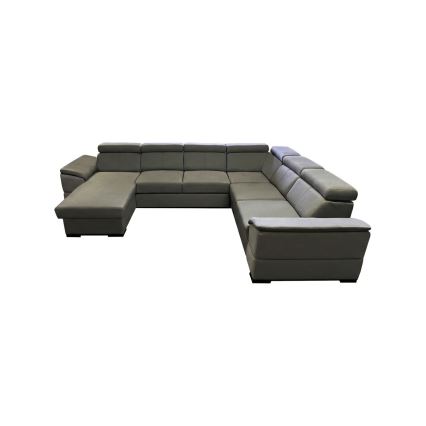 Išskleidžiama kampinė sofa su universaliu U formos kampu ir saugojimo vieta GRANADA tamsiai pilka