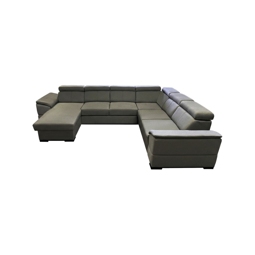 Išskleidžiama kampinė sofa su universaliu U formos kampu ir saugojimo vieta GRANADA tamsiai pilka