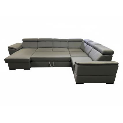 Išskleidžiama kampinė sofa su universaliu U formos kampu ir saugojimo vieta GRANADA tamsiai pilka