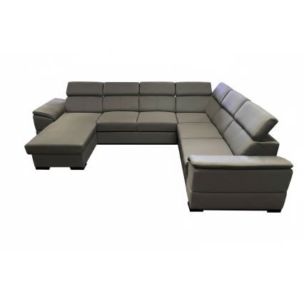 Išskleidžiama kampinė sofa su universaliu U formos kampu ir saugojimo vieta GRANADA tamsiai pilka