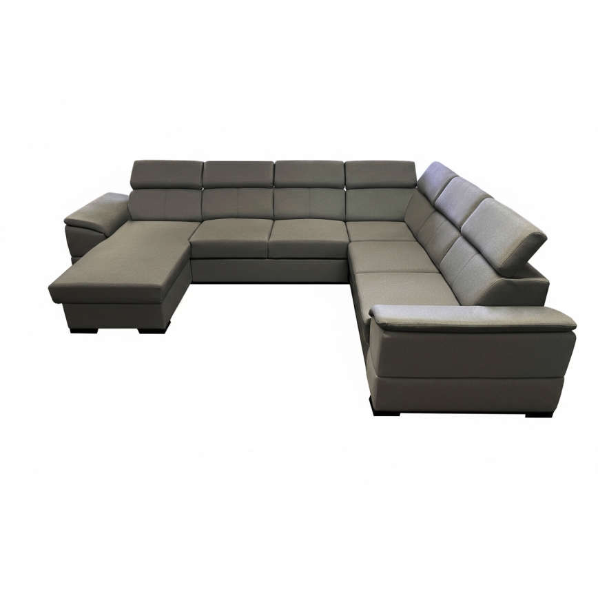 Išskleidžiama kampinė sofa su universaliu U formos kampu ir saugojimo vieta GRANADA tamsiai pilka