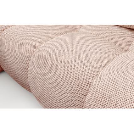 Išskleidžiama L formos kairinė kampinė sofa-lova ALMADA, rožinė, apmušta audiniu, su talpia daiktų dėže