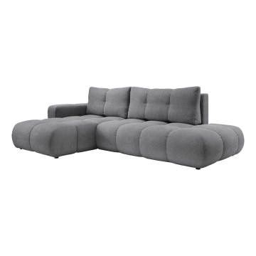 Išskleidžiama L formos apmušta kampinė sofa-lova ALMADA, kairinė, pilka