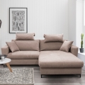 Išskleidžiama L formos dešininė kampinė sofa HORTA, rožinė, su daiktų laikymo vieta