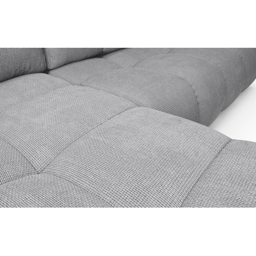 ALMADA L formos išskleidžiama kampinė apmušta sofa su daiktų laikymo vieta, kairinė, pilka