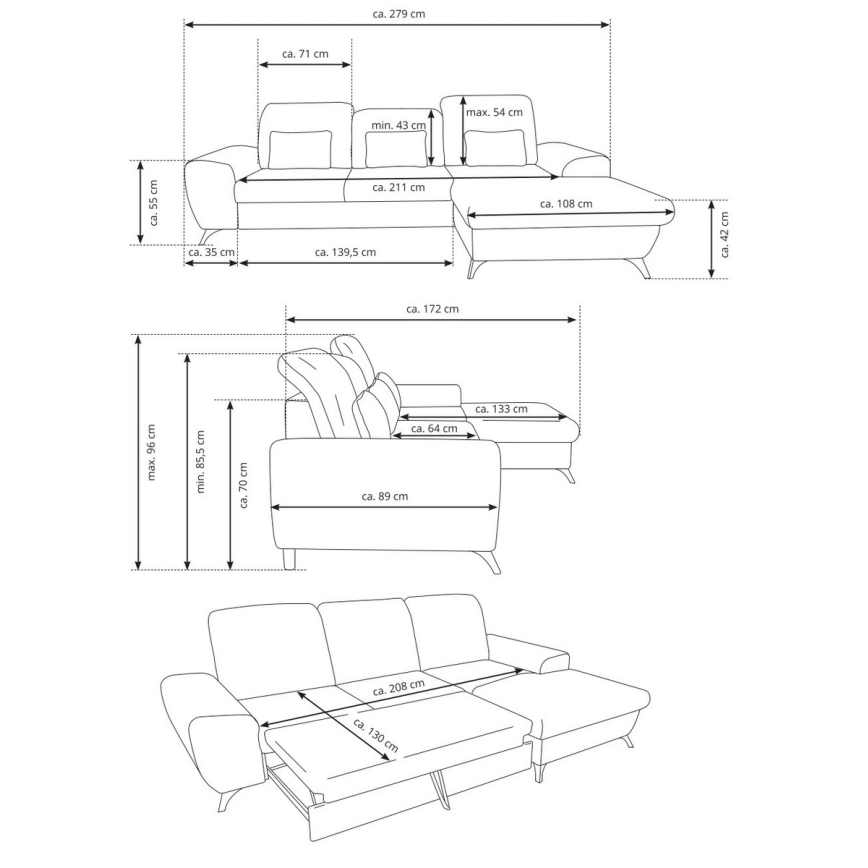 Išskleidžiama kampinė apmušta sėdimoji sofa su daiktų laikymo dėže L formos ALTA, dešininė, žalia