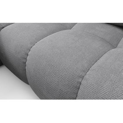 Išskleidžiama kampinė apmušta sofa L formos ALMADA su daiktų laikymo dėže, kairinė, pilka