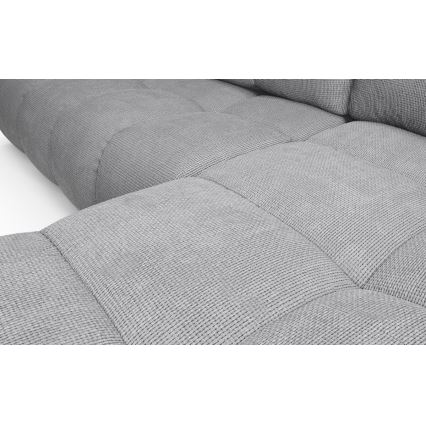 Išskleidžiama L formos kampinė sofa-lova su daiktadėže ALMADA, dešinės pusės, pilka