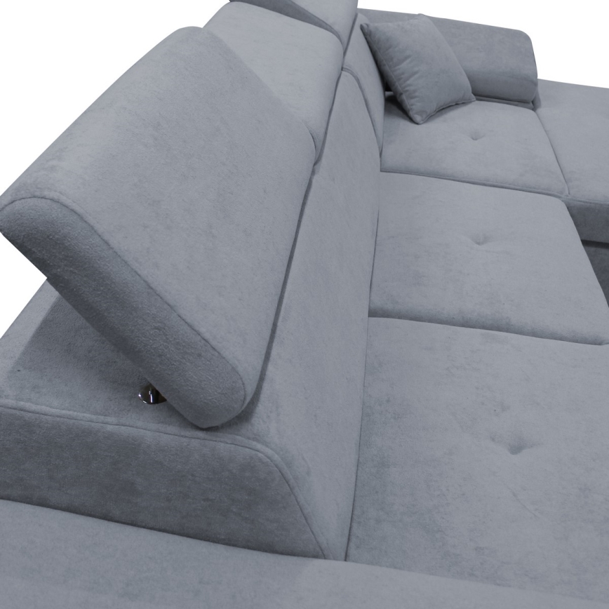 Išskleidžiama dešinės pusės L formos kampinė sofa CASTELO su daiktų laikymo vieta, tamsiai pilka