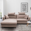 Išskleidžiama L formos kampinė sofa HORTA su daiktadėže, kairinė, rožinė