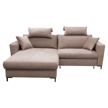 Išskleidžiama L formos kampinė sofa HORTA su daiktadėže, kairinė, rožinė