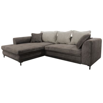 Išskleidžiama L formos kampinė sofa LAGOA, kairinė, taupe/pilka, su daiktų laikymo vieta