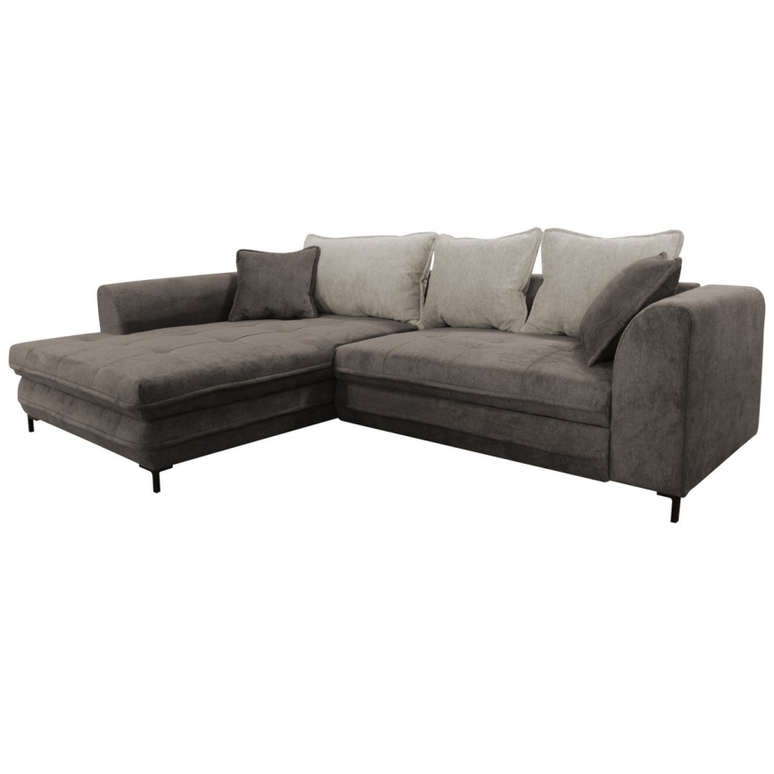 Išskleidžiama L formos kampinė sofa LAGOA, kairinė, taupe/pilka, su daiktų laikymo vieta