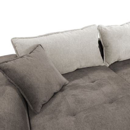 Išskleidžiama L formos kampinė sofa LAGOA, kairinė, taupe/pilka, su daiktų laikymo vieta