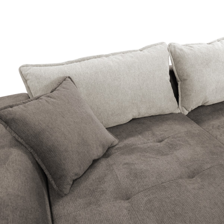 Išskleidžiama L formos kampinė sofa LAGOA, kairinė, taupe/pilka, su daiktų laikymo vieta