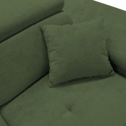 Išskleidžiama L formos kampinė sofa-lova CASTELO su talpia daiktų dėže, dešininė, žalia