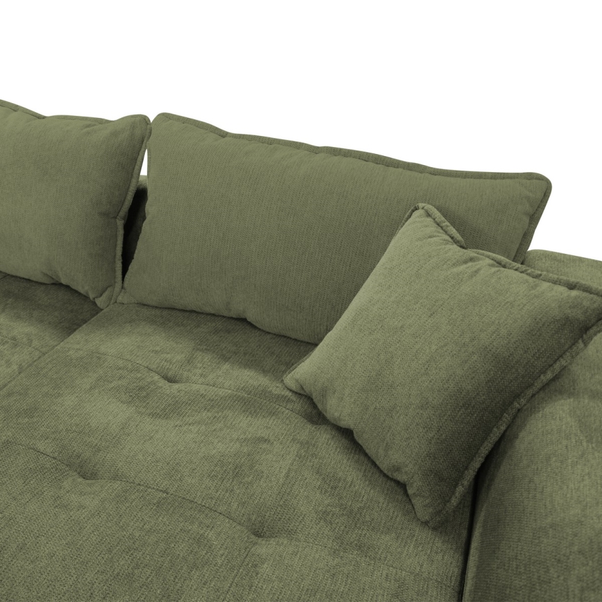 Išskleidžiama L formos kampinė sofa-lova su daiktadėže LAGOA, dešinė, žalia