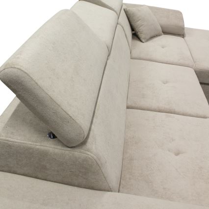 Išskleidžiama L formos kampinė sofa-lova su sandėliavimo vieta CASTELO, dešinė, pilka