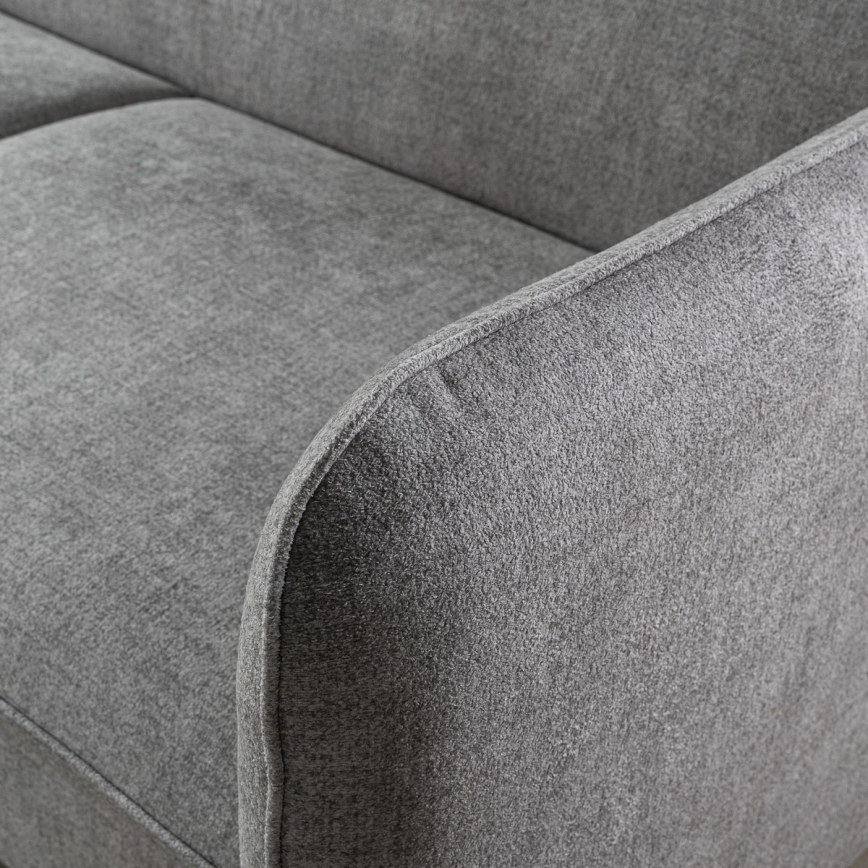 Išskleidžiama L formos kampinė sofa NISA su daiktų dėže, pilka, kairinė