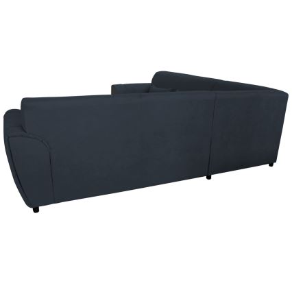 Išskleidžiama L formos kampinė sofa VISEU su daiktų dėže, dešinės pusės, antracito/juodos spalvos