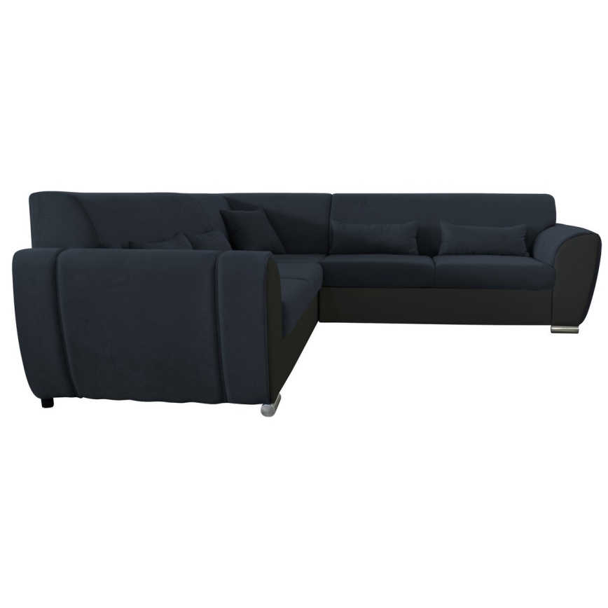 Išskleidžiama L formos kampinė sofa VISEU, kairinė, su daiktų laikymo vieta, antracito/juodos spalvos