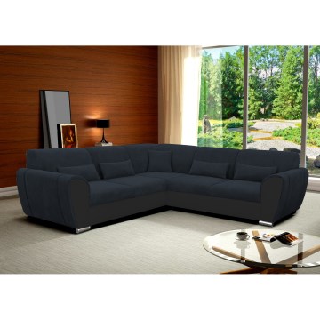 Išskleidžiama L formos kampinė sofa VISEU su daiktų dėže, dešinės pusės, antracito/juodos spalvos