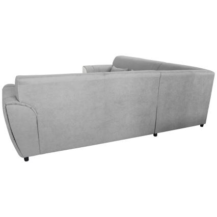 Išskleidžiama L formos kampinė sofa VISEU su daiktų laikymo vieta, dešinė, pilka/balta