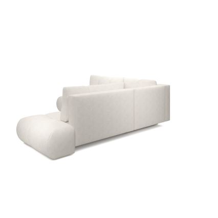Išskleidžiama kampinė minkšta sofa su daiktadėže, L formos, ALMADA, dešinė, smėlinė
