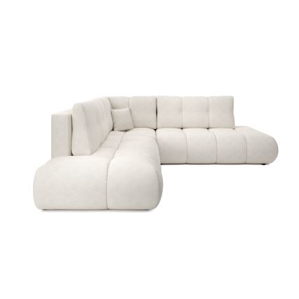 Išskleidžiama kampinė minkšta sofa su daiktadėže, L formos, ALMADA, dešinė, smėlinė