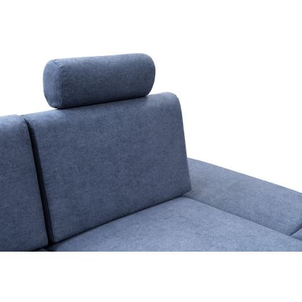 AVESTA L formos išskleidžiama apmušta kampinė sofa su daiktų laikymo vieta, dešinės pusės, mėlyna
