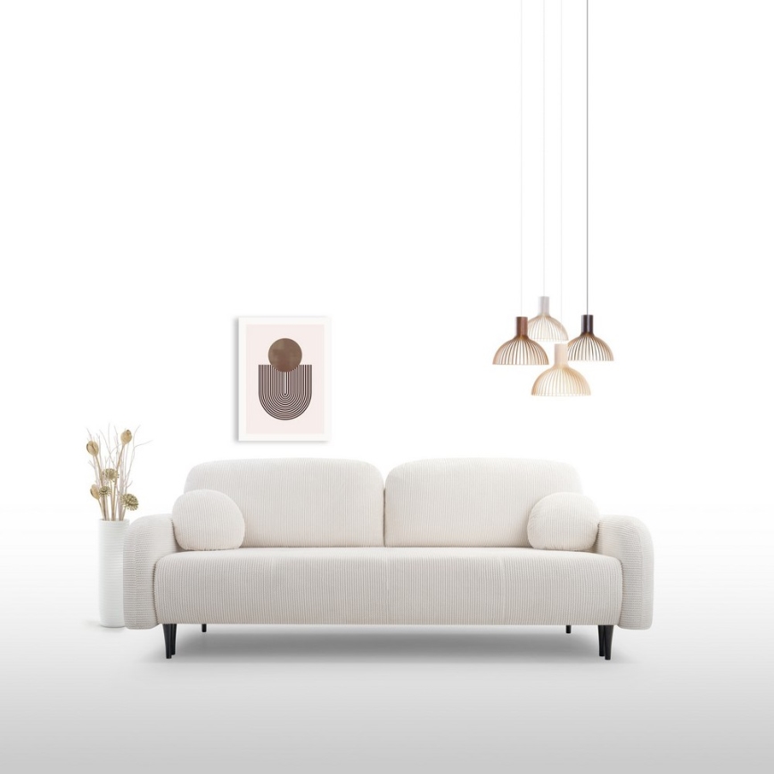 Išskleidžiama trijų vietų apmušta sofa CLOUDY, kreminė