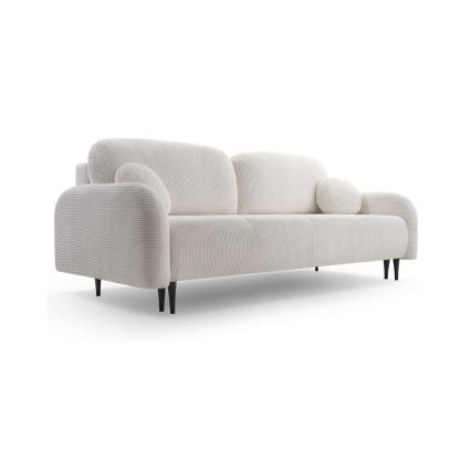 Išskleidžiama trijų vietų apmušta sofa CLOUDY, kreminė