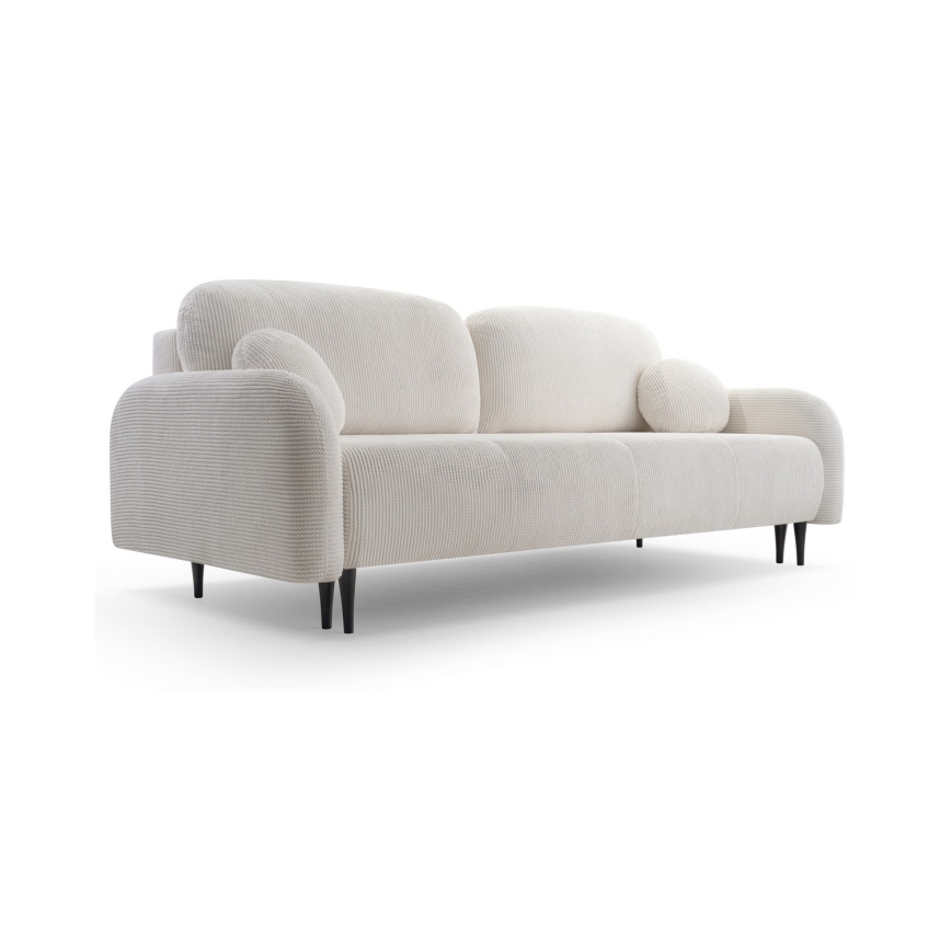 Išskleidžiama trijų vietų apmušta sofa CLOUDY, kreminė